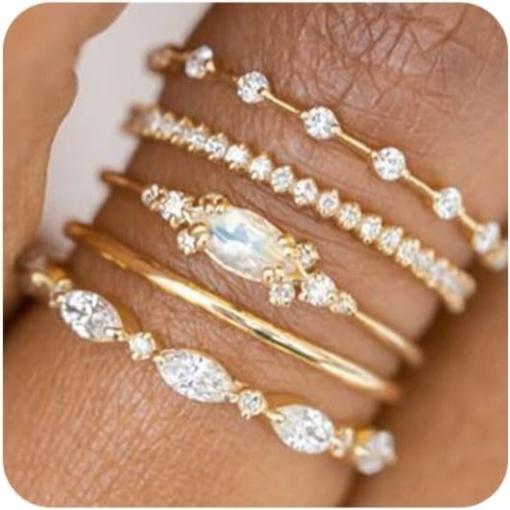 Stackable Gold Rings for Women Dainty Thumb Ring Set Non Tarnish 14K Gold Ring